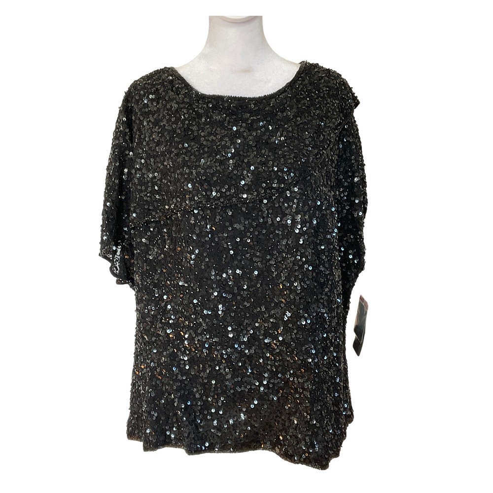 Vintage Adriannna Papell Occasions‎ women's sequin beaded silk top 22W NWT Party